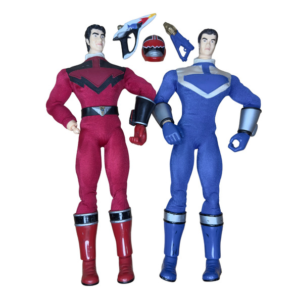 Bandai Other - Vintage Power Rangers Time Force Talking 12" Bandai 2001 Action Figures Red Blue